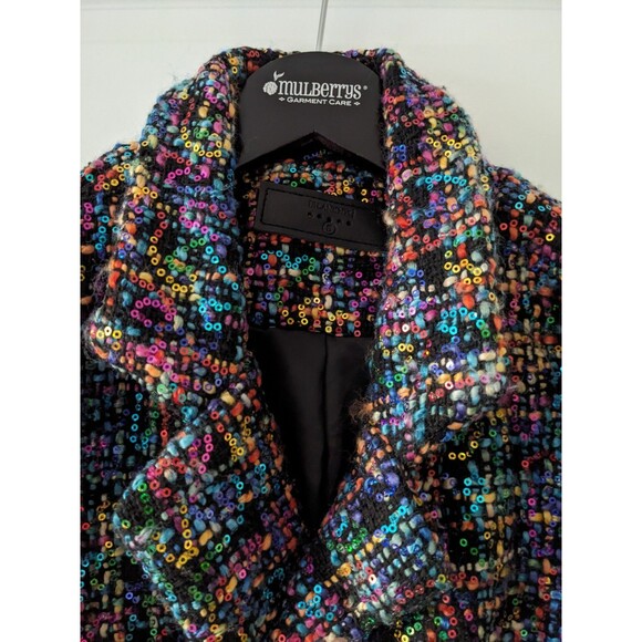 Blank NYC Women Size Small S Multicolor Rainbow Sequin Tweed Blazer Jacket - Picture 2 of 16